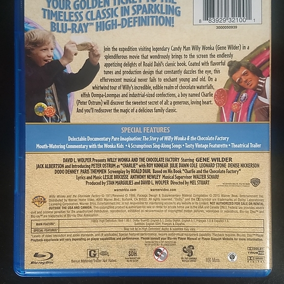 Willy Wonka and the Chocolate Factory Blu Ray, Warner Bros, Rated G - Picture 3 of 6